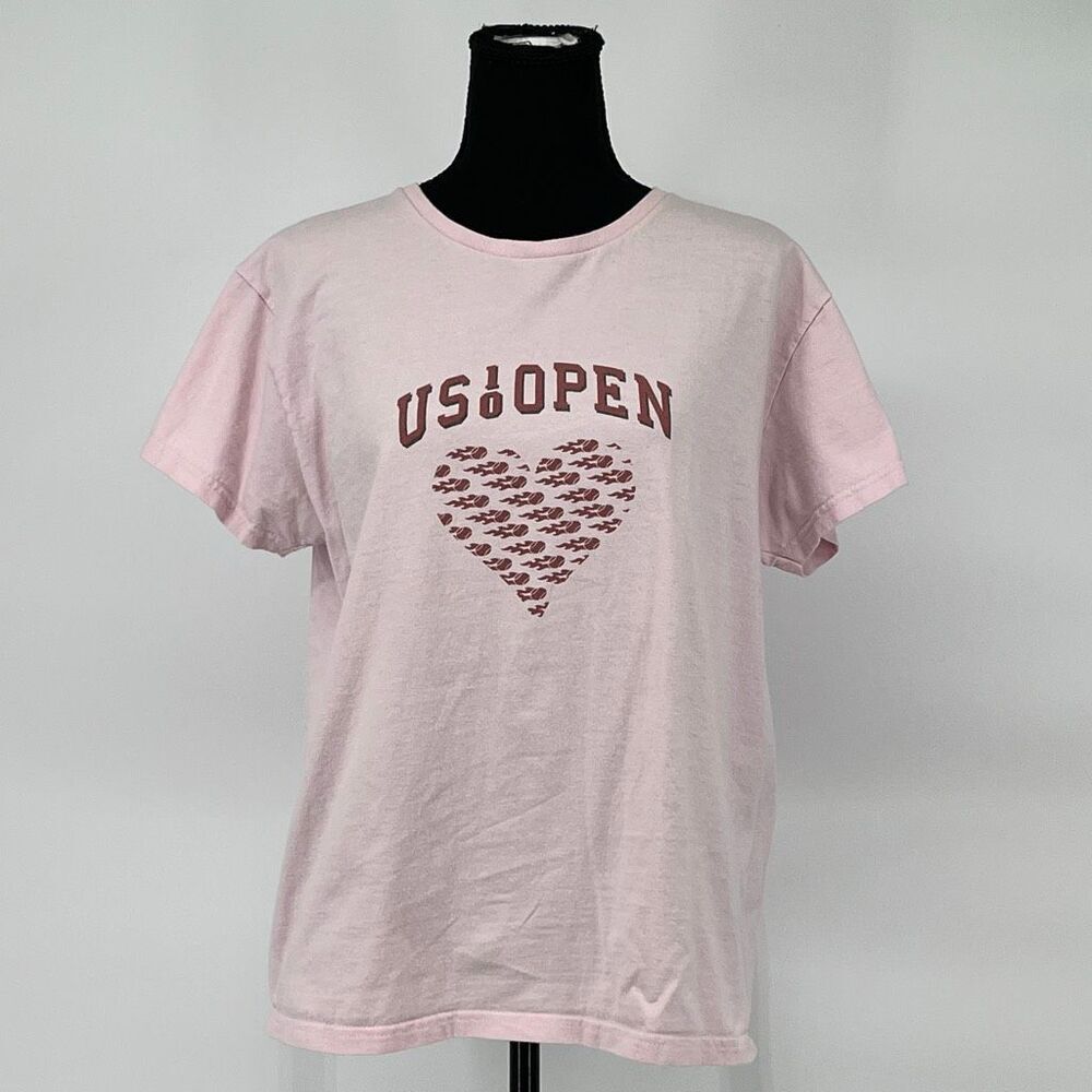 2010 US Open Tennis Heart Cotton T-shirt Pink Red Women’s Large Graphic Tee NYC‎